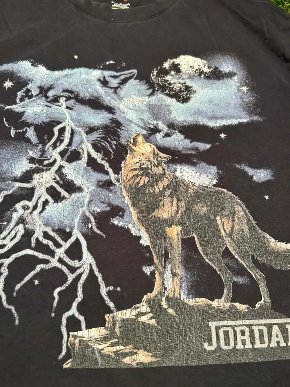 Jordan Wolf Graphic T-Shirt Black Size L